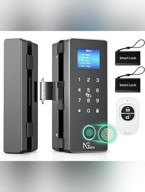 NEW! Smart Glass Door Lock w/Doorbell Fingerprint, Passcode, Remote Control Etc